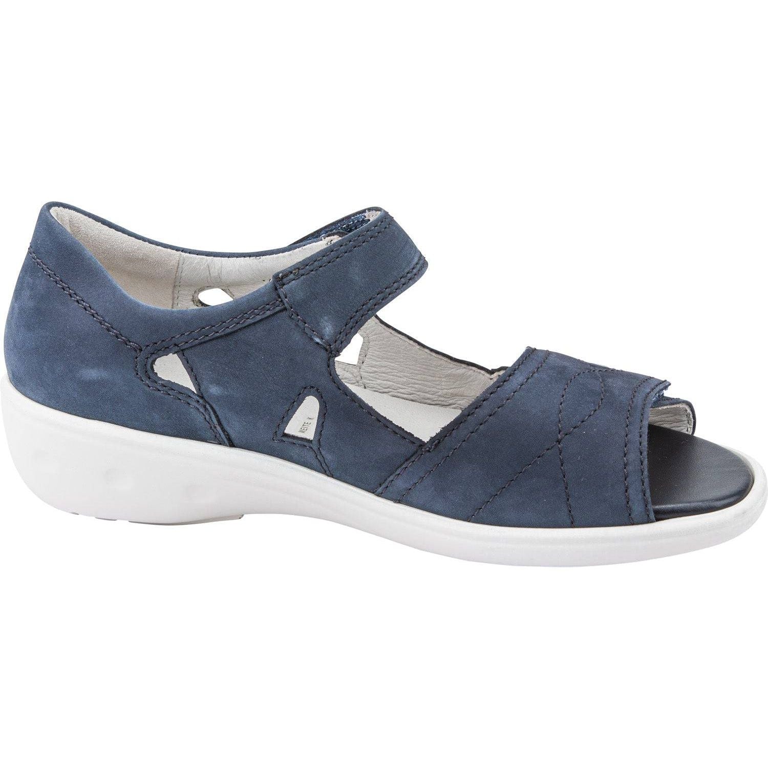 Waldlaufer 684021 191 218 Kara Ladies Navy Blue Nubuck Arch Support Touch Fastening Sandals-elevate your sole