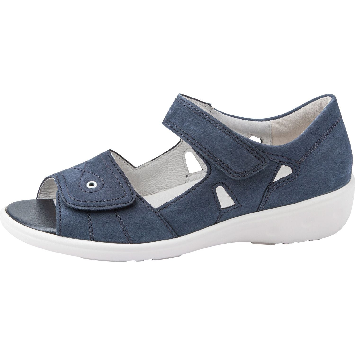 Waldlaufer 684021 191 218 Kara Ladies Navy Blue Nubuck Arch Support Touch Fastening Sandals-elevate your sole