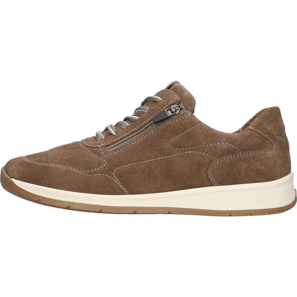 Alt text: Waldlaufer men's wide brown nubuck arch support shoes with zip and lace closure, casual sneaker style.