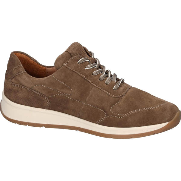 Waldlaufer men's wide brown nubuck arch support shoes with zip and lace closure, stylish casual sneaker, under 125 characters.