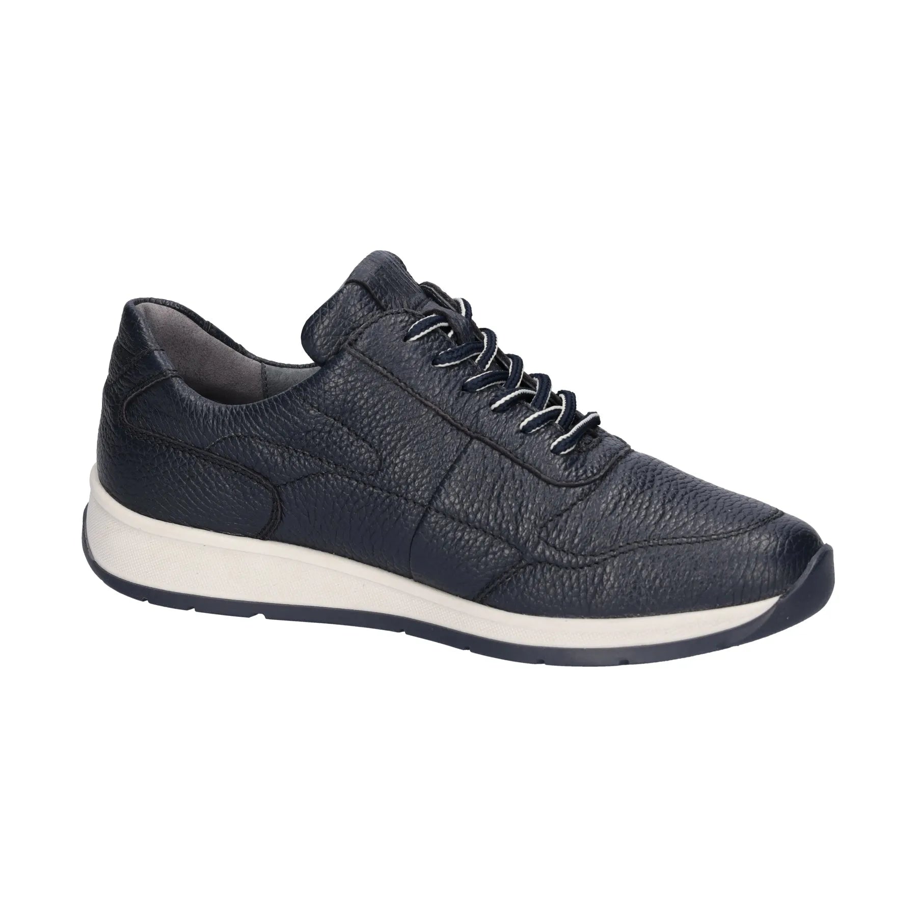 Waldlaufer K-Kilian men's navy textured leather lace-up shoes with arch support, zip closure, and casual sneaker design.