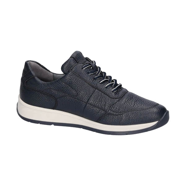 Waldlaufer K-Kilian men's navy textured leather lace-up shoes with arch support, zip closure, and casual sneaker design.
