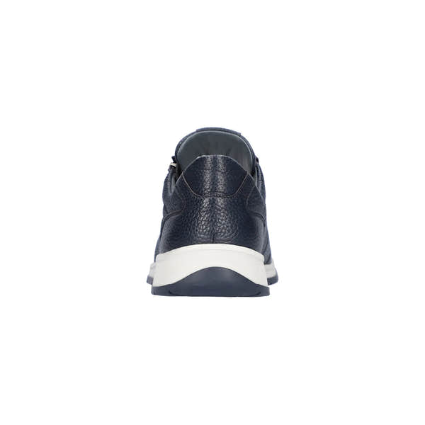 Waldlaufer 686003 199 194 K-Kilian men's navy textured leather sneakers with arch support, zip & lace closure, sporty design.