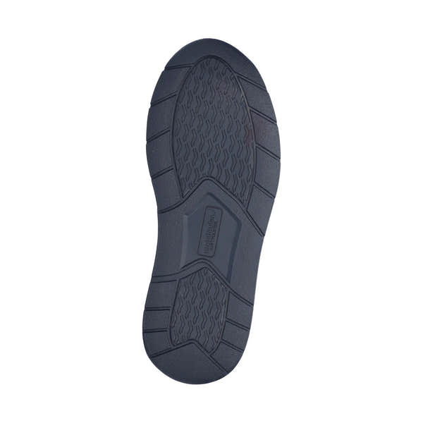 Waldlaufer K-Kilian men's navy leather arch support shoes with zip and lace, featuring a textured rubber sole for traction.