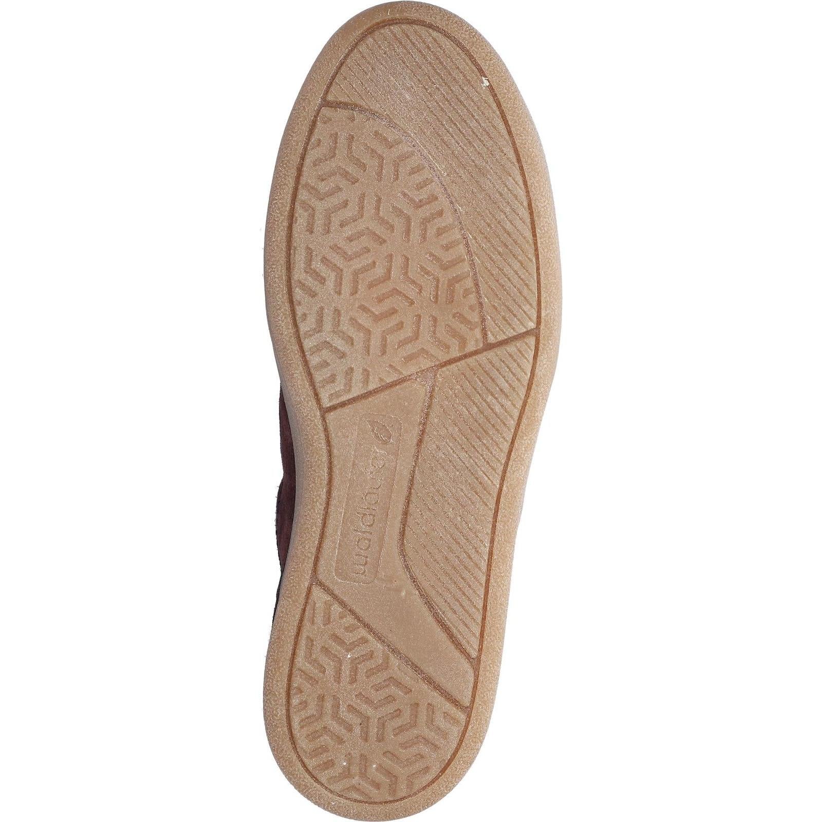 Waldlaufer 704005 407 166 H-Daisy women's Wide Brown/Burgundy Suede Arch Support Zip & Lace Trainers, sole and construction.