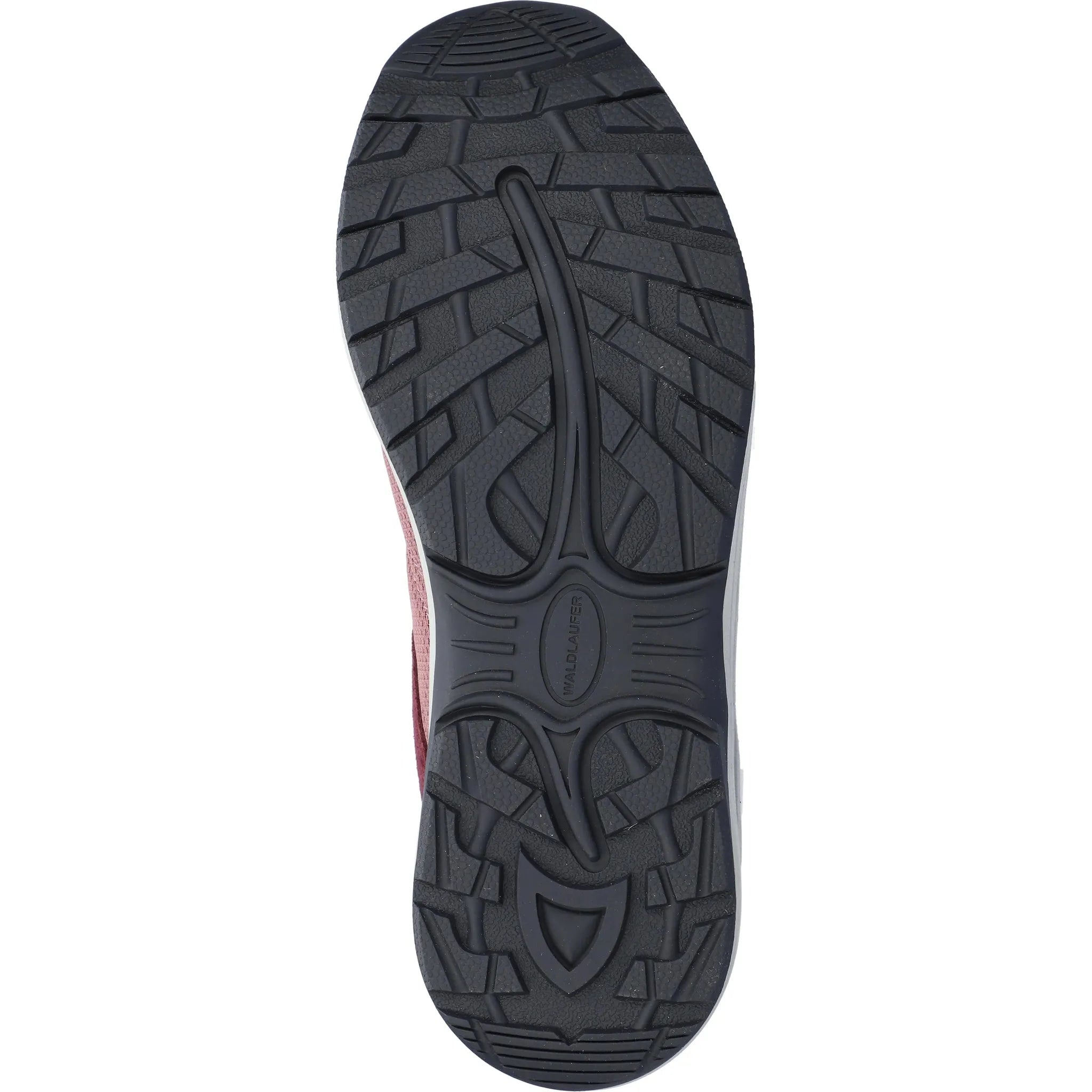 Waldlaufer H-Freya Ladies Wide Fit Waterproof Ruby Leather & Textile Lace-Up Shoes with rugged water-resistant sole.