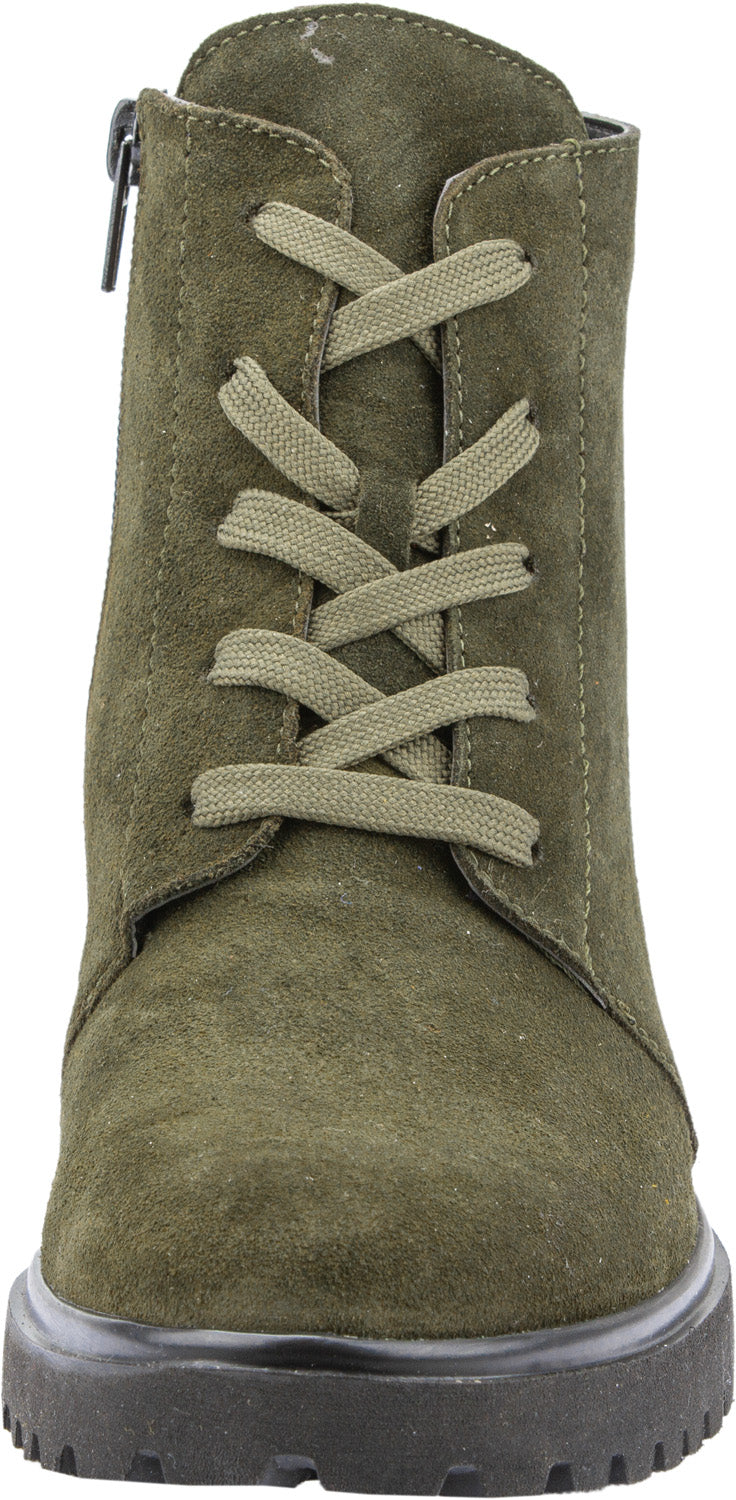 Waldlaufer 716807 195 066 H-Luise Ladies Wider Fitting Green Suede Lace Up Ankle Boot-elevate your sole