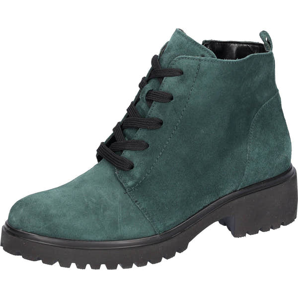 Waldlaufer 716807 195 072 - H-Luise Ladies Wide Green Suede Arch Support Zip & Lace Ankle Boots-elevate your sole
