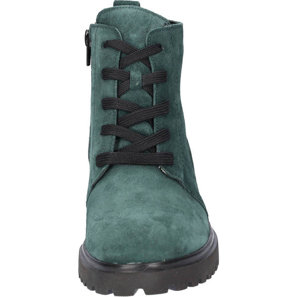 Waldlaufer 716807 195 072 - H-Luise Ladies Wide Green Suede Arch Support Zip & Lace Ankle Boots-elevate your sole