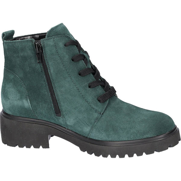 Waldlaufer 716807 195 072 - H-Luise Ladies Wide Green Suede Arch Support Zip & Lace Ankle Boots-elevate your sole