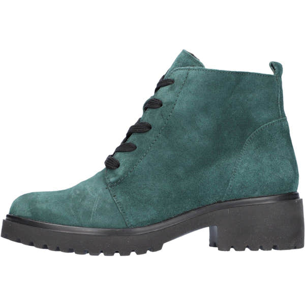 Waldlaufer 716807 195 072 - H-Luise Ladies Wide Green Suede Arch Support Zip & Lace Ankle Boots-elevate your sole