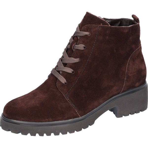 Waldlaufer 716807 195 216 - H-Luise Ladies Wide Brown Suede Arch Support Zip & Lace Ankle Boots-elevate your sole