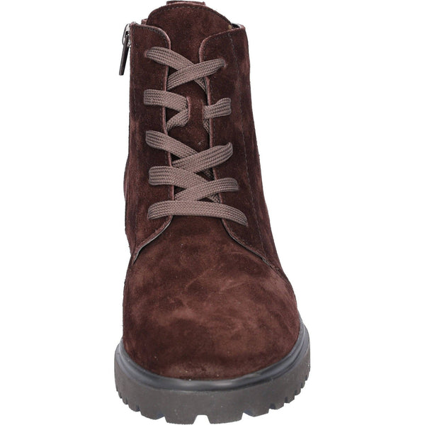 Waldlaufer 716807 195 216 - H-Luise Ladies Wide Brown Suede Arch Support Zip & Lace Ankle Boots-elevate your sole