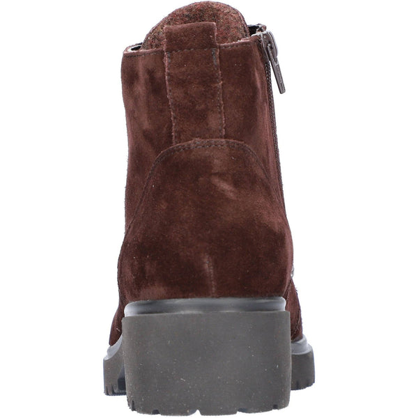 Waldlaufer 716807 195 216 - H-Luise Ladies Wide Brown Suede Arch Support Zip & Lace Ankle Boots-elevate your sole