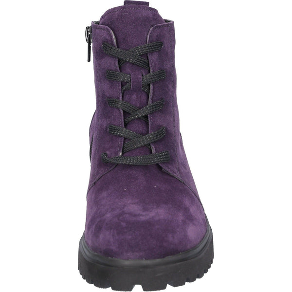 Waldlaufer 716807 195 270 - H-Luise Ladies Wide Purple Suede Arch Support Zip & Lace Ankle Boots-elevate your sole