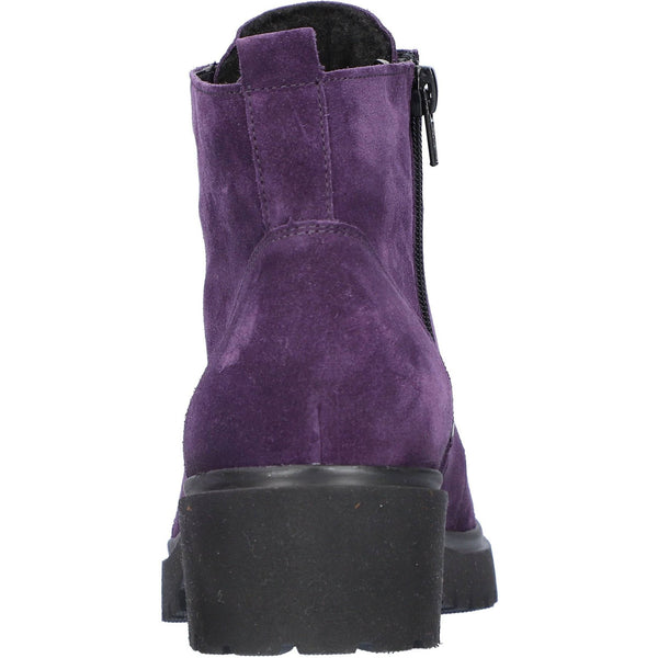 Waldlaufer 716807 195 270 - H-Luise Ladies Wide Purple Suede Arch Support Zip & Lace Ankle Boots-elevate your sole