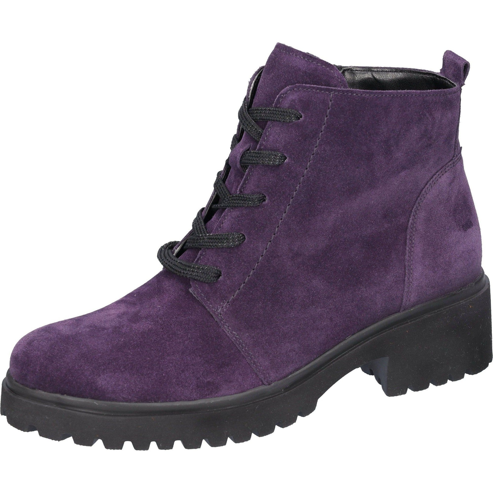 Waldlaufer 716807 195 270 - H-Luise Ladies Wide Purple Suede Arch Support Zip & Lace Ankle Boots-elevate your sole
