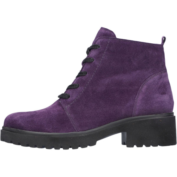 Waldlaufer 716807 195 270 - H-Luise Ladies Wide Purple Suede Arch Support Zip & Lace Ankle Boots-elevate your sole