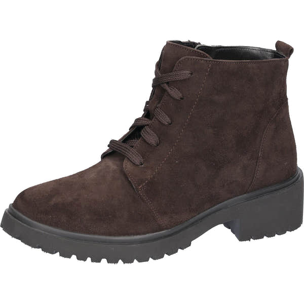 Waldlaufer 716807 902 216 H-Luise women's Wide Brown Suede Arch Support Zip & Lace Ankle Boots, inner side view.