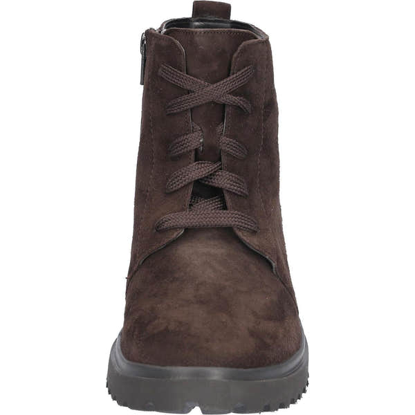 Waldlaufer 716807 902 216 H-Luise women's Wide Brown Suede Arch Support Zip & Lace Ankle Boots, outer side view.