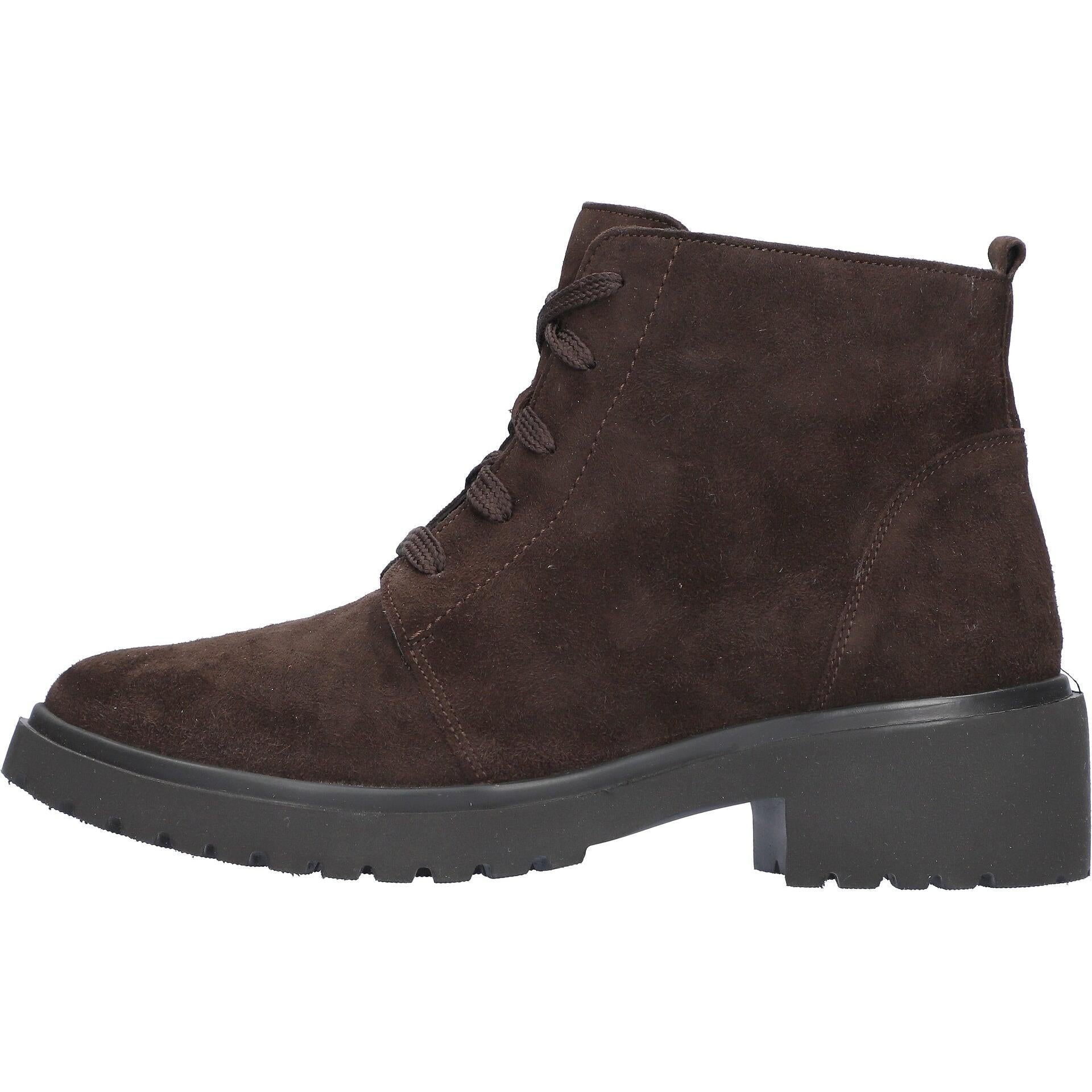 Waldlaufer 716807 902 216 H-Luise women's Wide Brown Suede Arch Support Zip & Lace Ankle Boots, front three-quarter view.