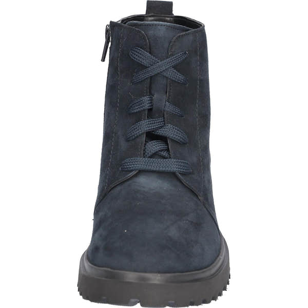 Waldlaufer 716807 904 262 H-Luise women's Wide Navy Blue Suede Arch Support Zip & Lace Ankle Boots, outer side view.