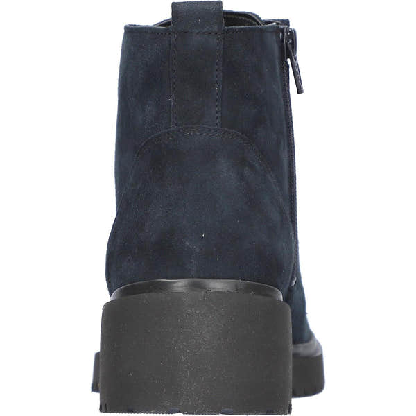 Waldlaufer 716807 904 262 H-Luise women's Wide Navy Blue Suede Arch Support Zip & Lace Ankle Boots, top and fastening detail.