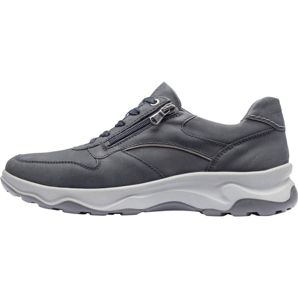 Waldlaufer 718006 404 194 H-Max Mens Crazy Horse Grey Leather Arch Support Zip & Lace Shoes-elevate your sole