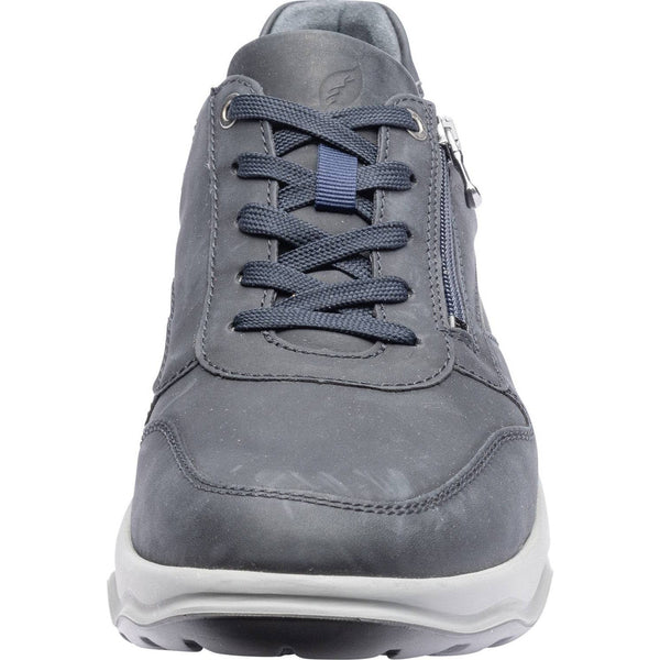 Waldlaufer 718006 404 194 H-Max Mens Crazy Horse Grey Leather Arch Support Zip & Lace Shoes-elevate your sole