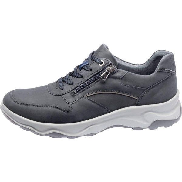 Waldlaufer 718006 404 194 H-Max Mens Crazy Horse Grey Leather Arch Support Zip & Lace Shoes-elevate your sole