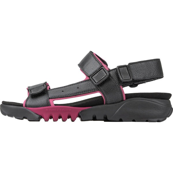 Waldlaufer 745004 200 096 H-Kalmit-DA Ladies Navy And Magenta Leather Touch Fastening Sandals-elevate your sole