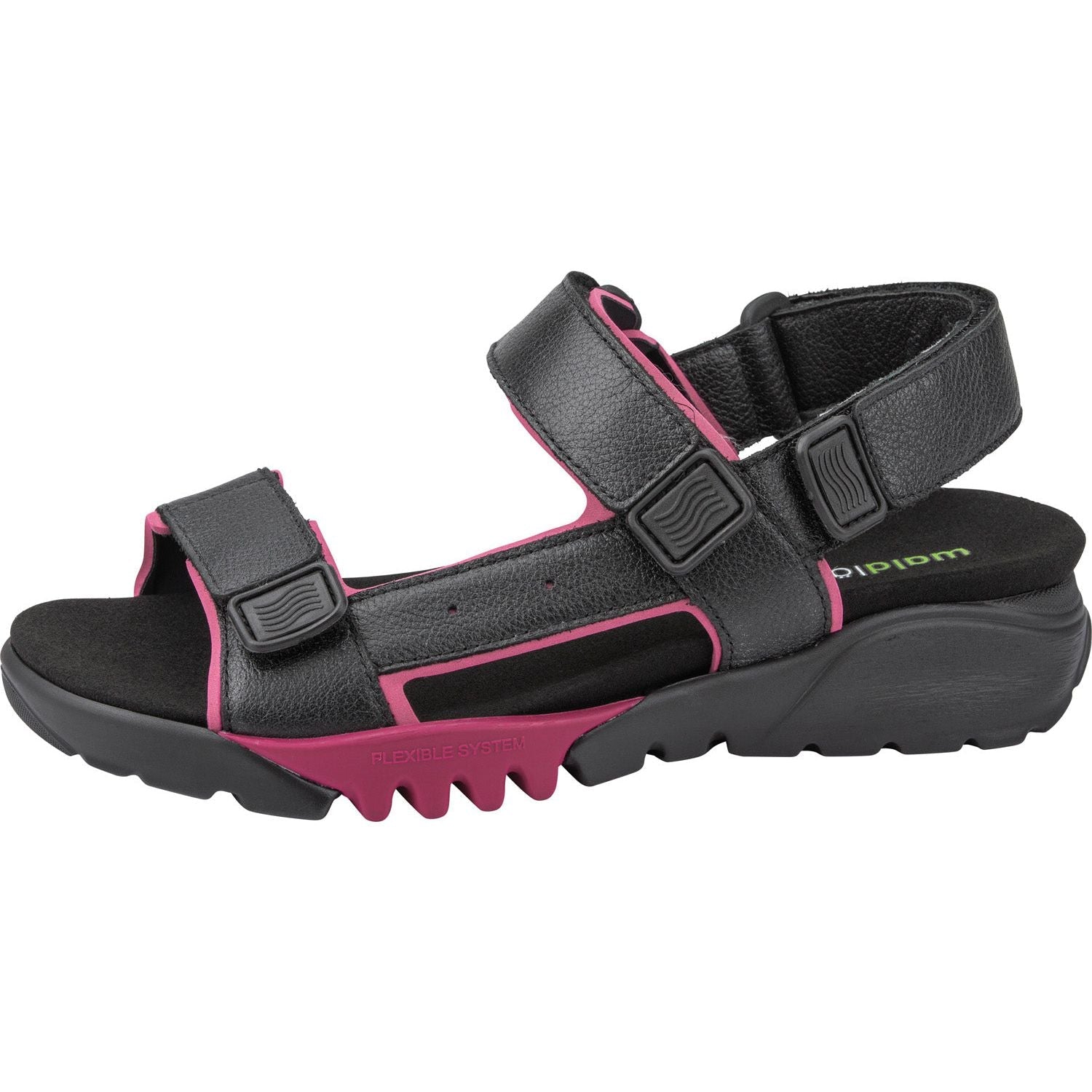Waldlaufer 745004 200 096 H-Kalmit-DA Ladies Navy And Magenta Leather Touch Fastening Sandals-elevate your sole