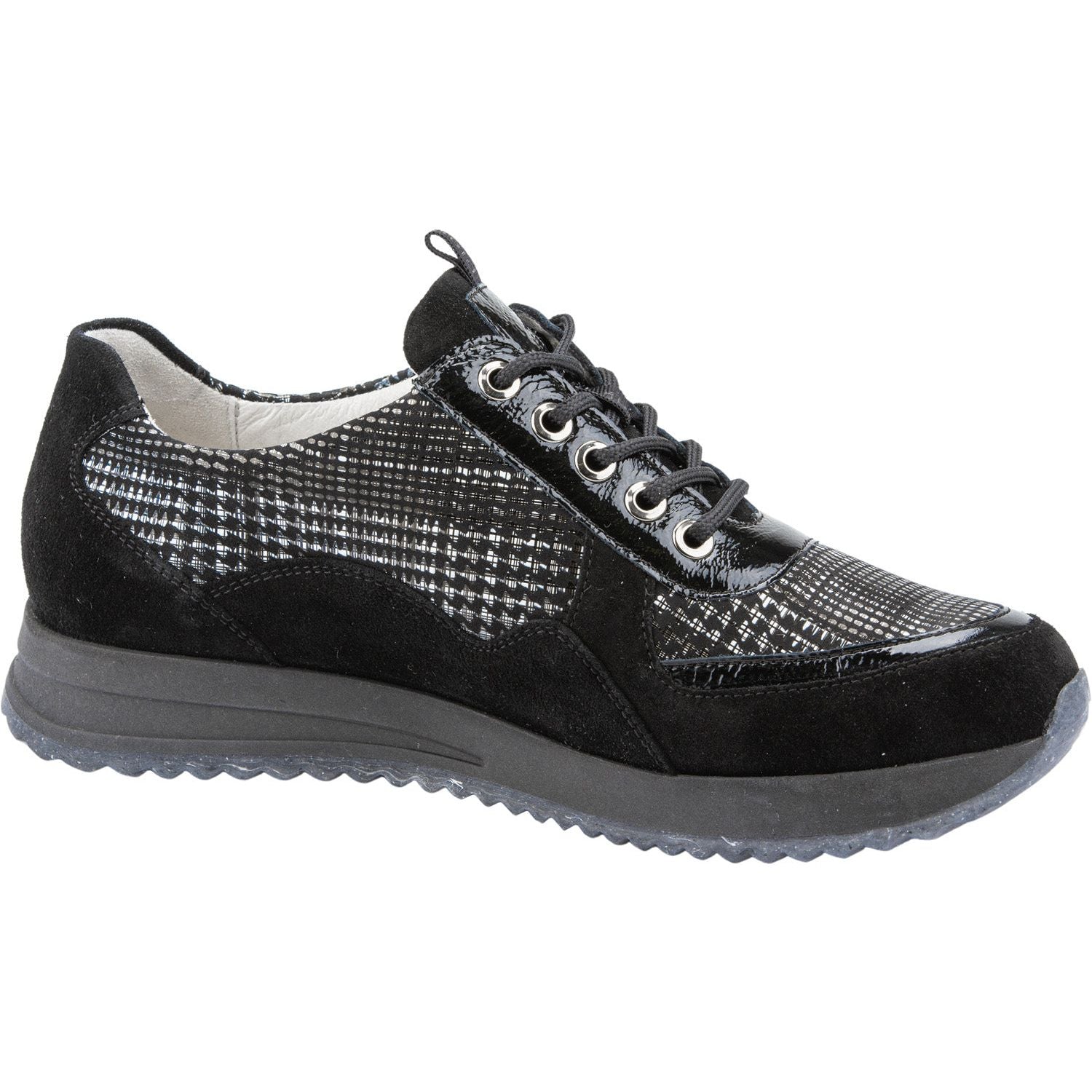 Waldlaufer 752008 300 001 H-Vicky Ladies Black Suede Lace Up Shoes-elevate your sole
