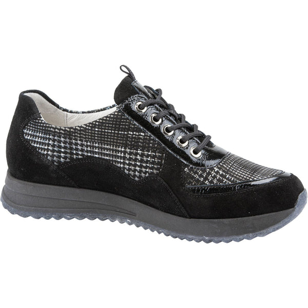 Waldlaufer 752008 300 001 H-Vicky Ladies Black Suede Lace Up Shoes-elevate your sole