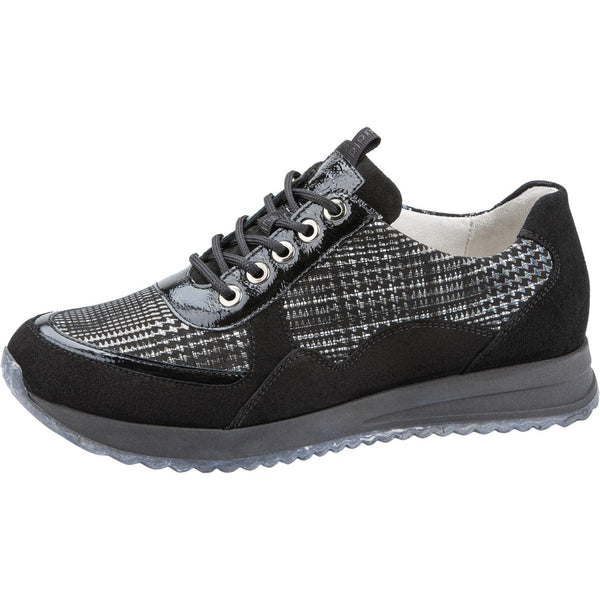 Waldlaufer 752008 300 001 H-Vicky Ladies Black Suede Lace Up Shoes-elevate your sole