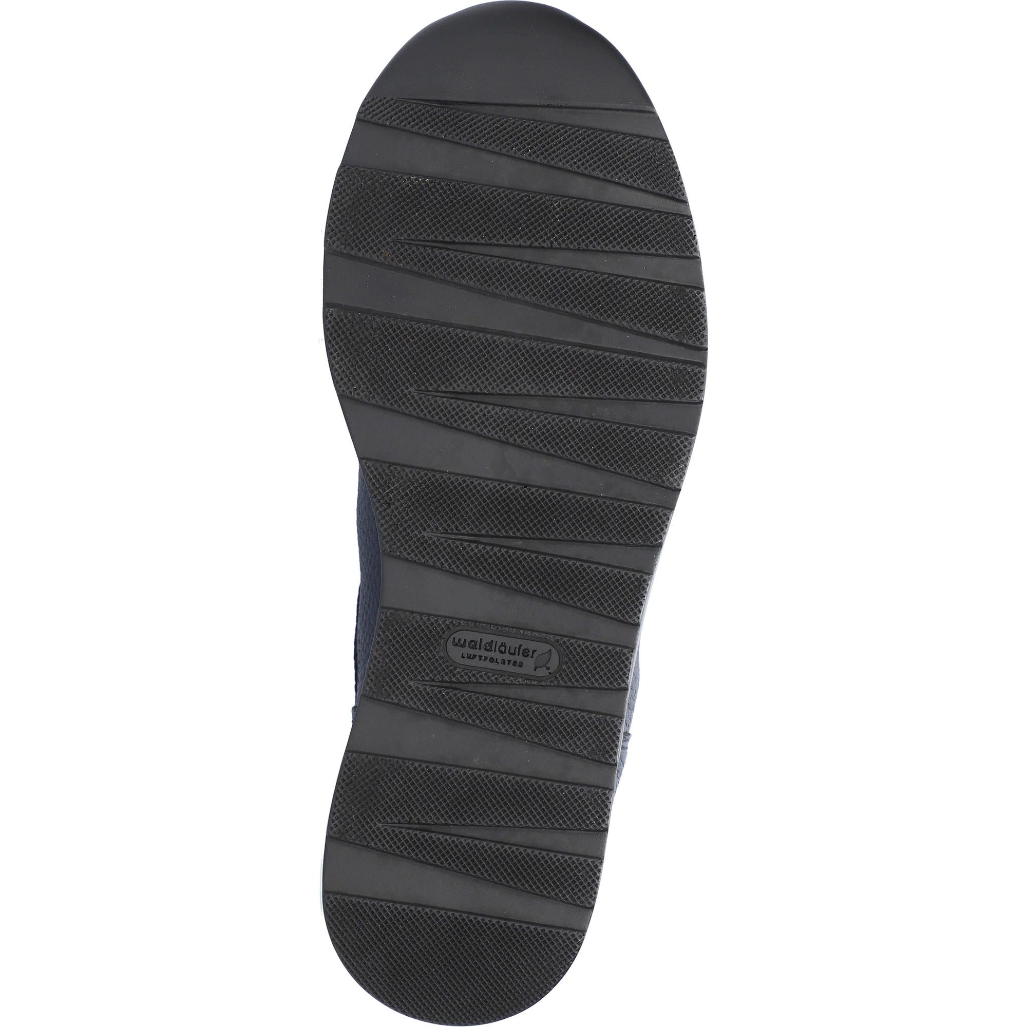 Waldlaufer H-Lana women's navy leather arch support zip and lace shoes with slip-resistant sole, wide fit, and cushioning.