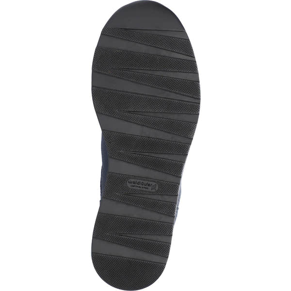 Waldlaufer H-Lana women's navy leather arch support zip and lace shoes with slip-resistant sole, wide fit, and cushioning.