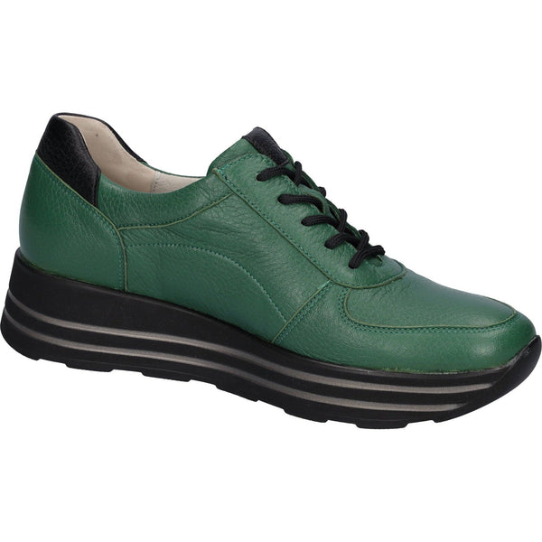 Waldlaufer 758009 299 229 H-Lana Ladies Green Leather Arch Support Zip & Lace Shoes-elevate your sole