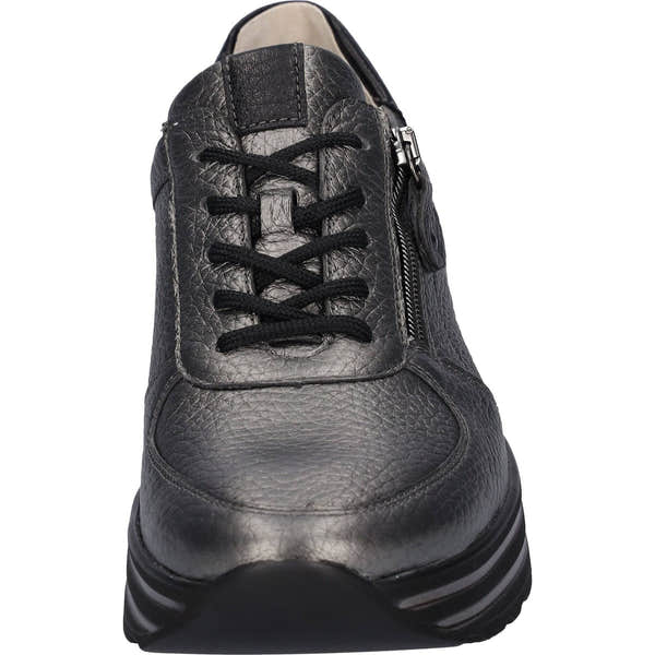 Waldlaufer 758009 299 577 H-Lana Ladies Asphalt Leather Arch Support Zip & Lace Shoes-elevate your sole