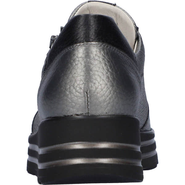 Waldlaufer 758009 299 577 H-Lana Ladies Asphalt Leather Arch Support Zip & Lace Shoes-elevate your sole