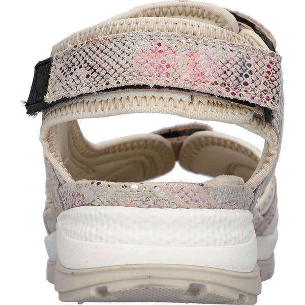 Waldlaufer 769004 104 264 H-Sora women's wide fit nubuck sandals with touch fastening, floral pattern, and cushioned sole.
