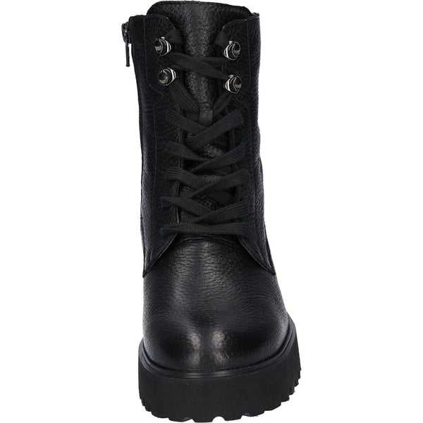 Waldlaufer 771804 199 001 H-Nira Ladies Black Leather Arch Support Zip & Lace Ankle Boots-elevate your sole