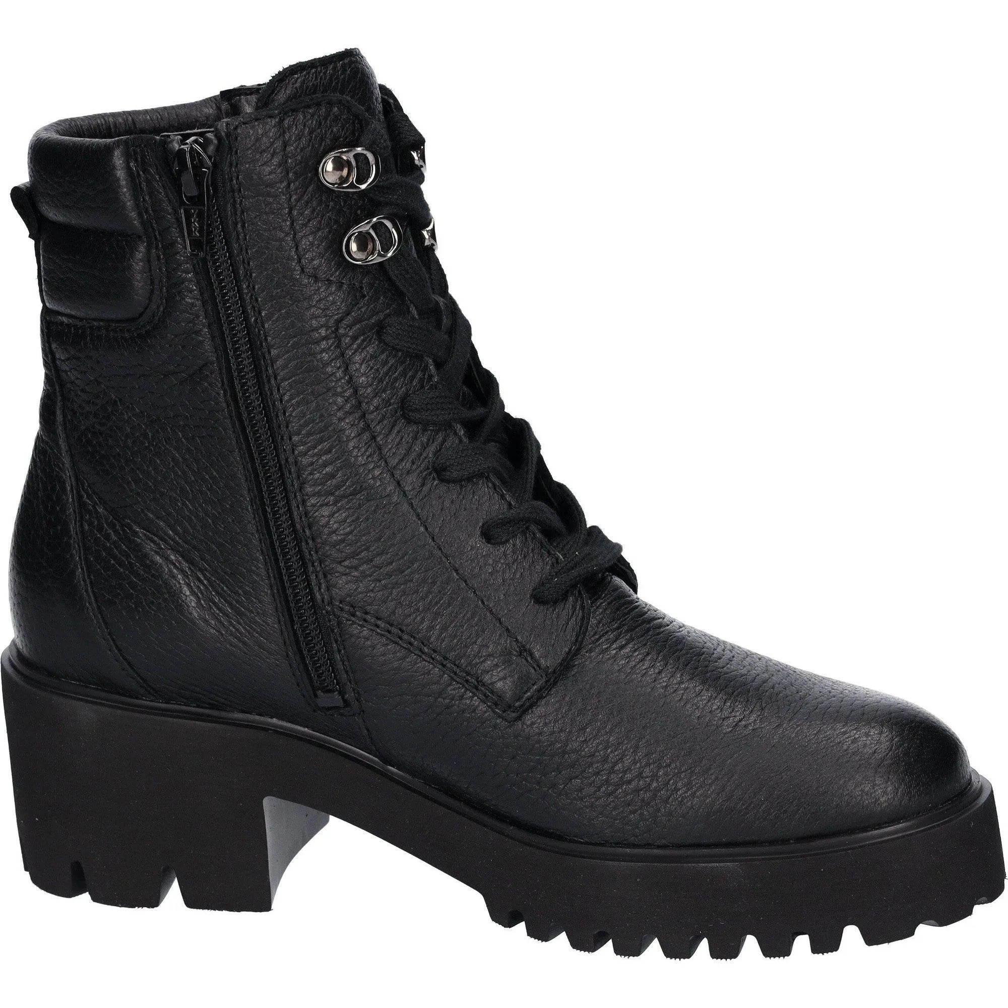 Waldlaufer 771804 199 001 H-Nira Ladies Black Leather Arch Support Zip & Lace Ankle Boots-elevate your sole