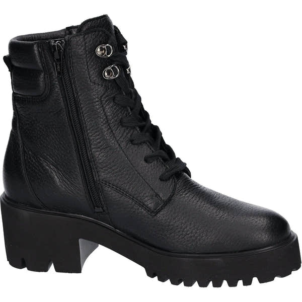 Waldlaufer 771804 199 001 H-Nira Ladies Black Leather Arch Support Zip & Lace Ankle Boots-elevate your sole