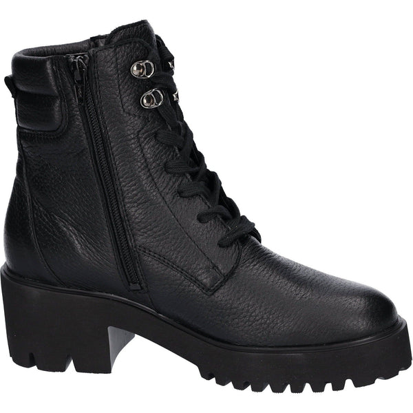 Waldlaufer 771804 199 001 H-Nira Ladies Black Leather Arch Support Zip & Lace Ankle Boots-elevate your sole