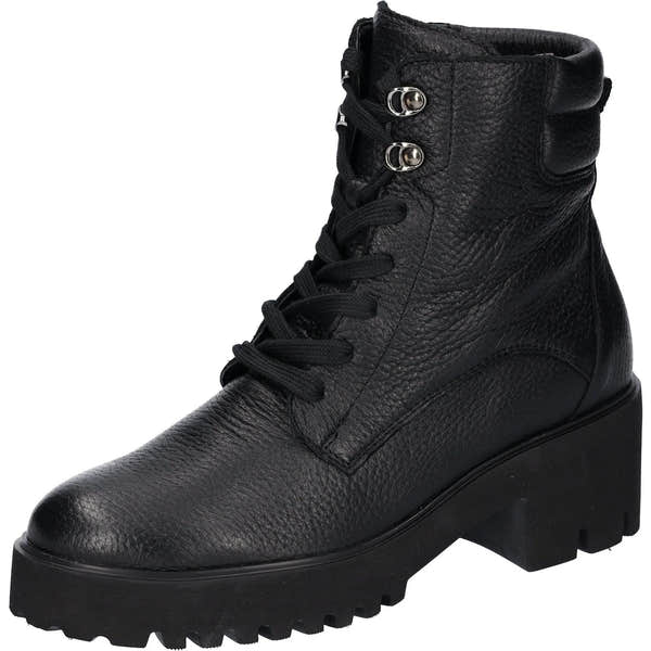 Waldlaufer 771804 199 001 H-Nira Ladies Black Leather Arch Support Zip & Lace Ankle Boots-elevate your sole