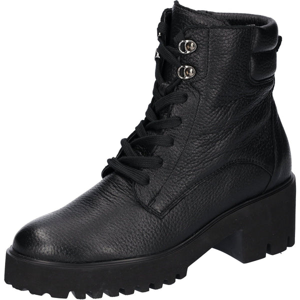 Waldlaufer 771804 199 001 H-Nira Ladies Black Leather Arch Support Zip & Lace Ankle Boots-elevate your sole