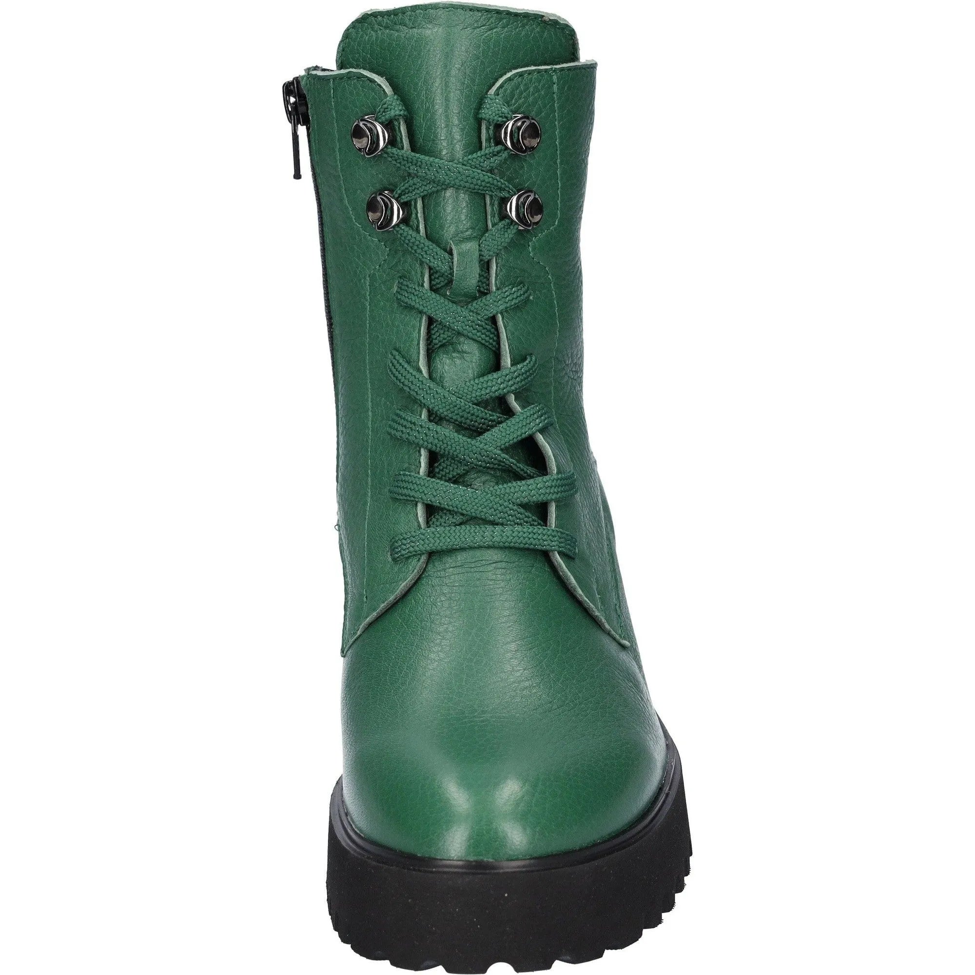 Waldlaufer 771804 199 229 H-Nira Ladies Green Leather Arch Support Zip & Lace Ankle Boots-elevate your sole