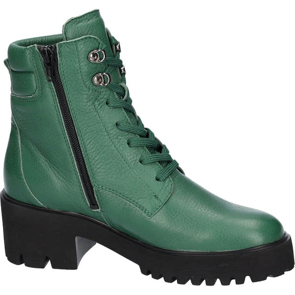 Waldlaufer 771804 199 229 H-Nira Ladies Green Leather Arch Support Zip & Lace Ankle Boots-elevate your sole