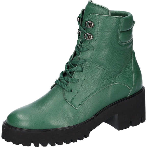 Waldlaufer 771804 199 229 H-Nira Ladies Green Leather Arch Support Zip & Lace Ankle Boots-elevate your sole